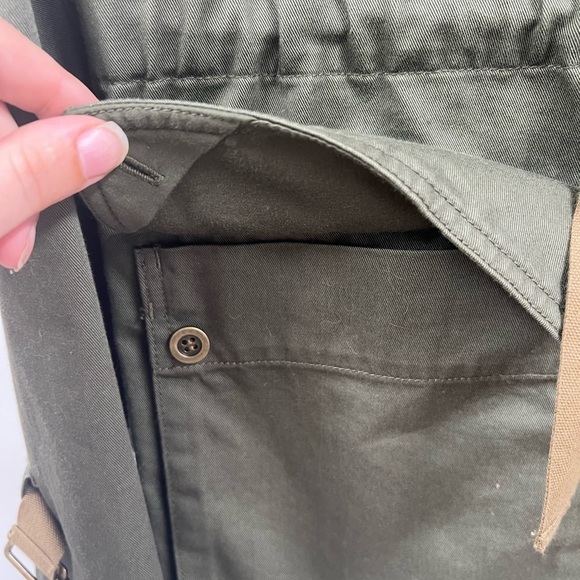 Theory Womens Utility Jacket Ruched Waist Collared Cargo Pockets Olive Green M - Picture 3 of 10